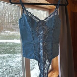 Haute Monde denim corset bodysuit